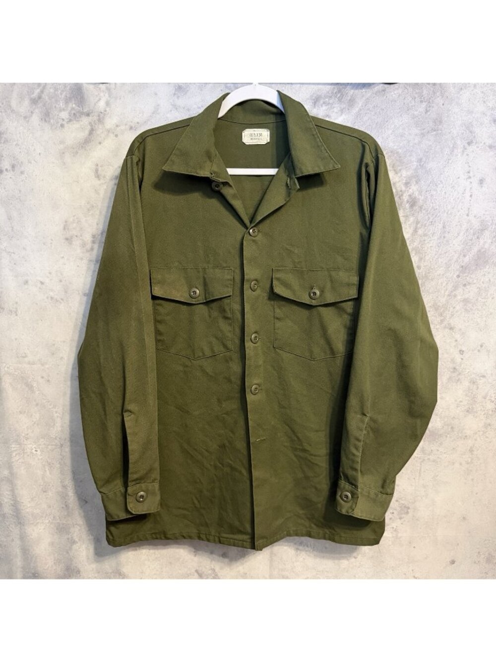 Vintage Military OG-507 Utility Shirt Mens 16.5 34 Green Button Up